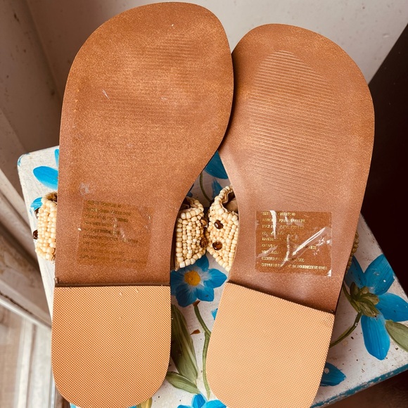 Women's Full Beaded Stretch Sandals Summer Beach Slip On Toe Ring Flat Shoes - Picture 2 of 7